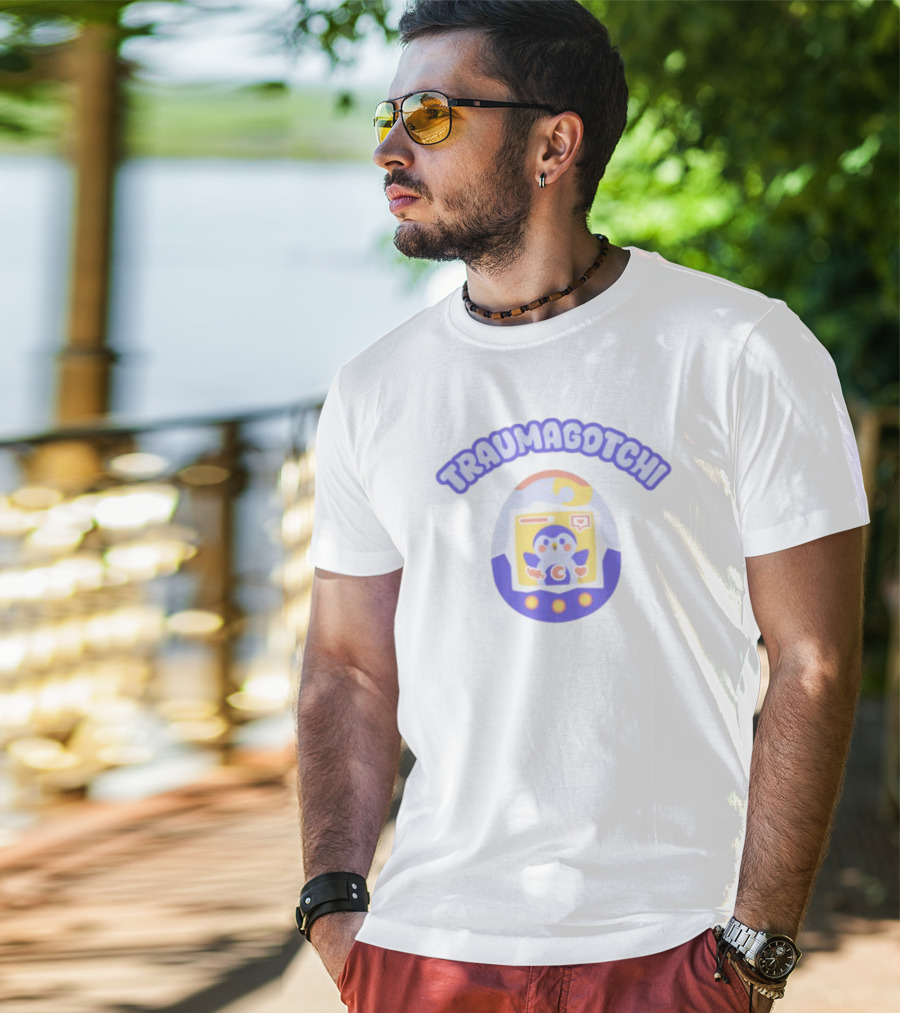 Traumagotchi Finch Penguin Tamagotchi Egg Design T-Shirt