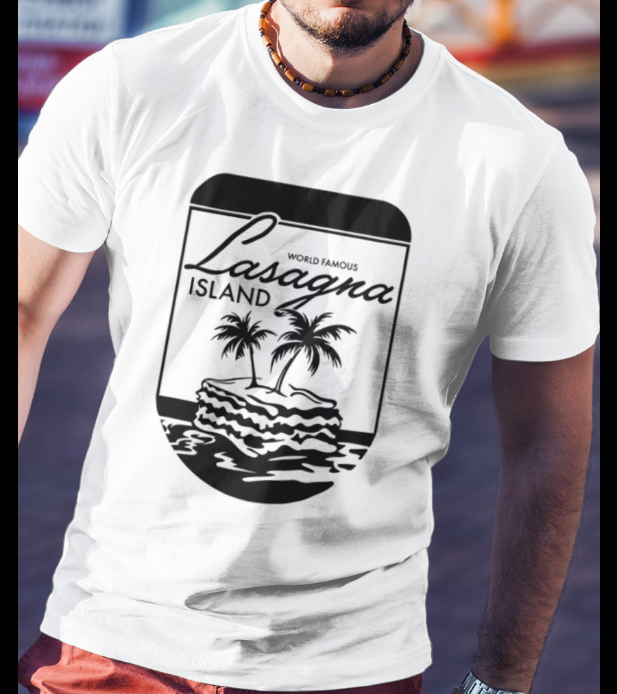 World Famous Lasagna Island Cat Cartoon Comic Humor Retro Style T-Shirt