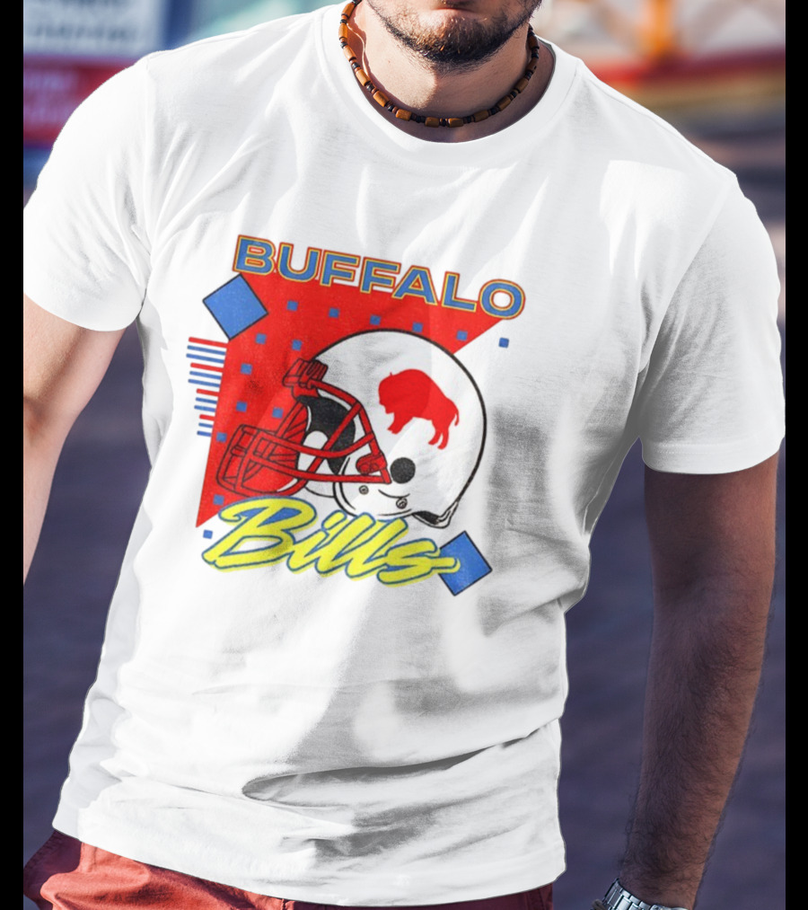 Buffalo Bills 90s Style Football Helmet Retro NFL Game Day T-Shirt