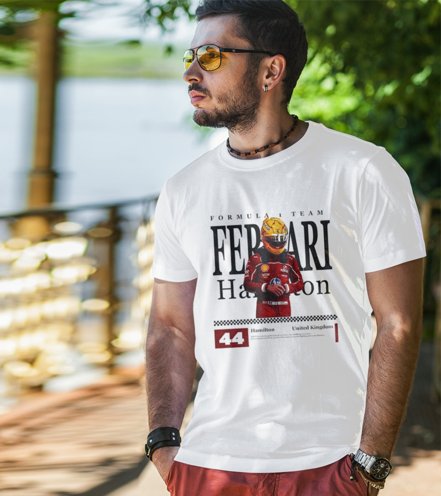 Ferrari Hamilton Red Racing Suit 44 UK Formula 1 Team T-Shirt
