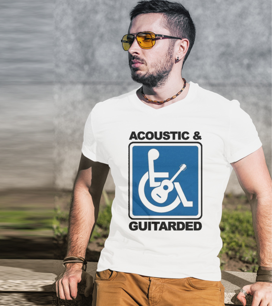 Acoustic And Guitarded Wheelchair Symbol Guitar Icon T-Shirt
