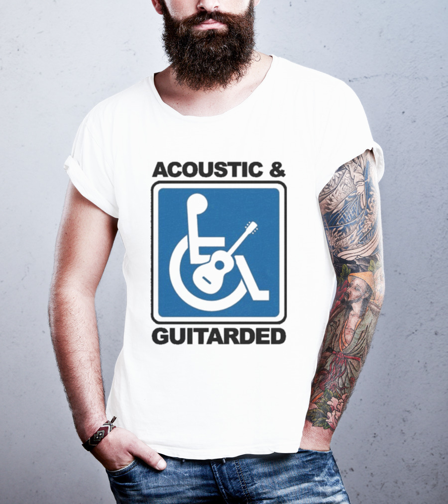 Acoustic And Guitarded Wheelchair Symbol Guitar Icon T-Shirt
