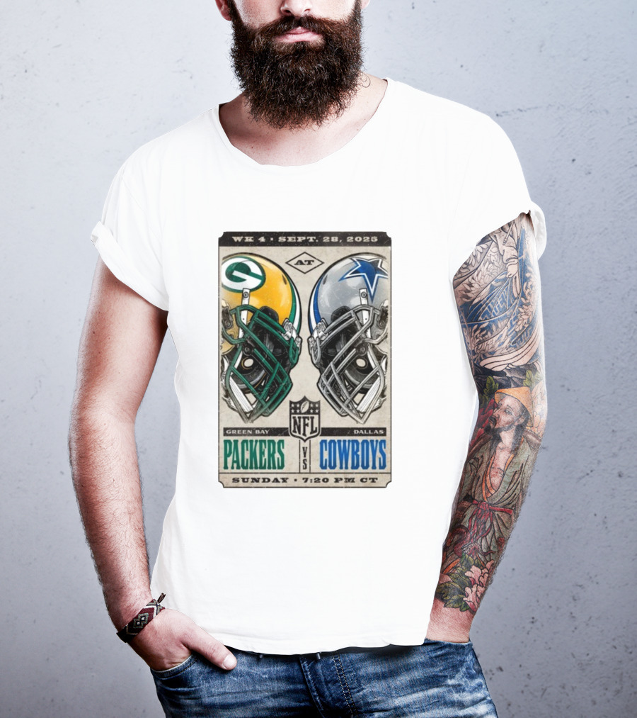 WK 4 Sept 28 2025 Green Bay Packers Vs Dallas Cowboys NFL Sunday 7:20 PM CT T-Shirt