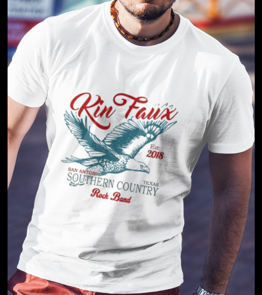 Kin Faux Southern Country Rock Band San Antonio Texas Eagle Est 2018 T-Shirt