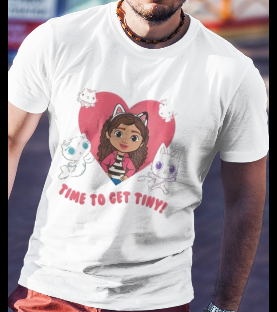 Time To Get Tiny Gabby’s Dollhouse Heart And Cats Characters T-Shirt