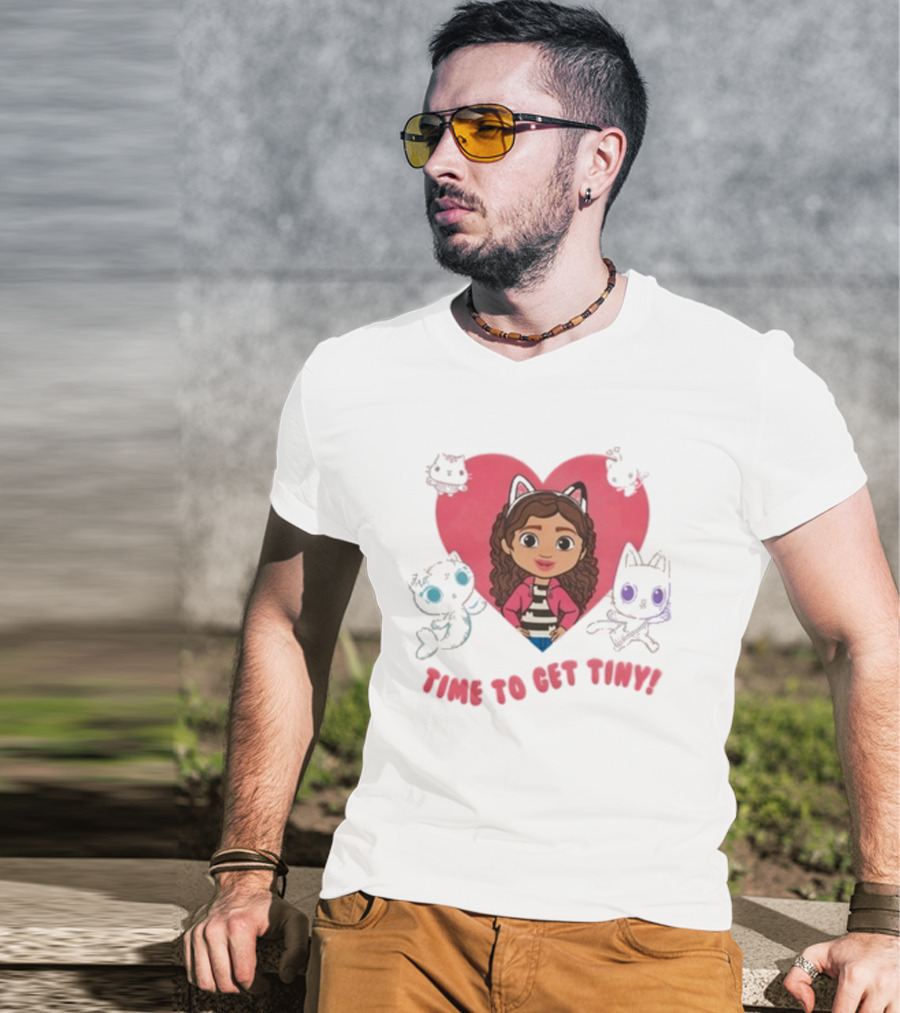 Time To Get Tiny Gabby’s Dollhouse Heart And Cats Characters T-Shirt