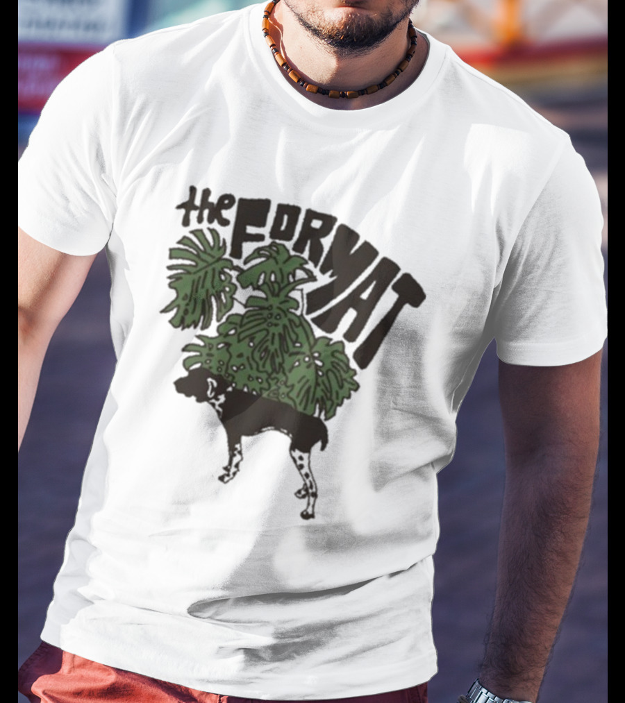 The Format Tropical Leaves And Dog Mustard T-Shirt