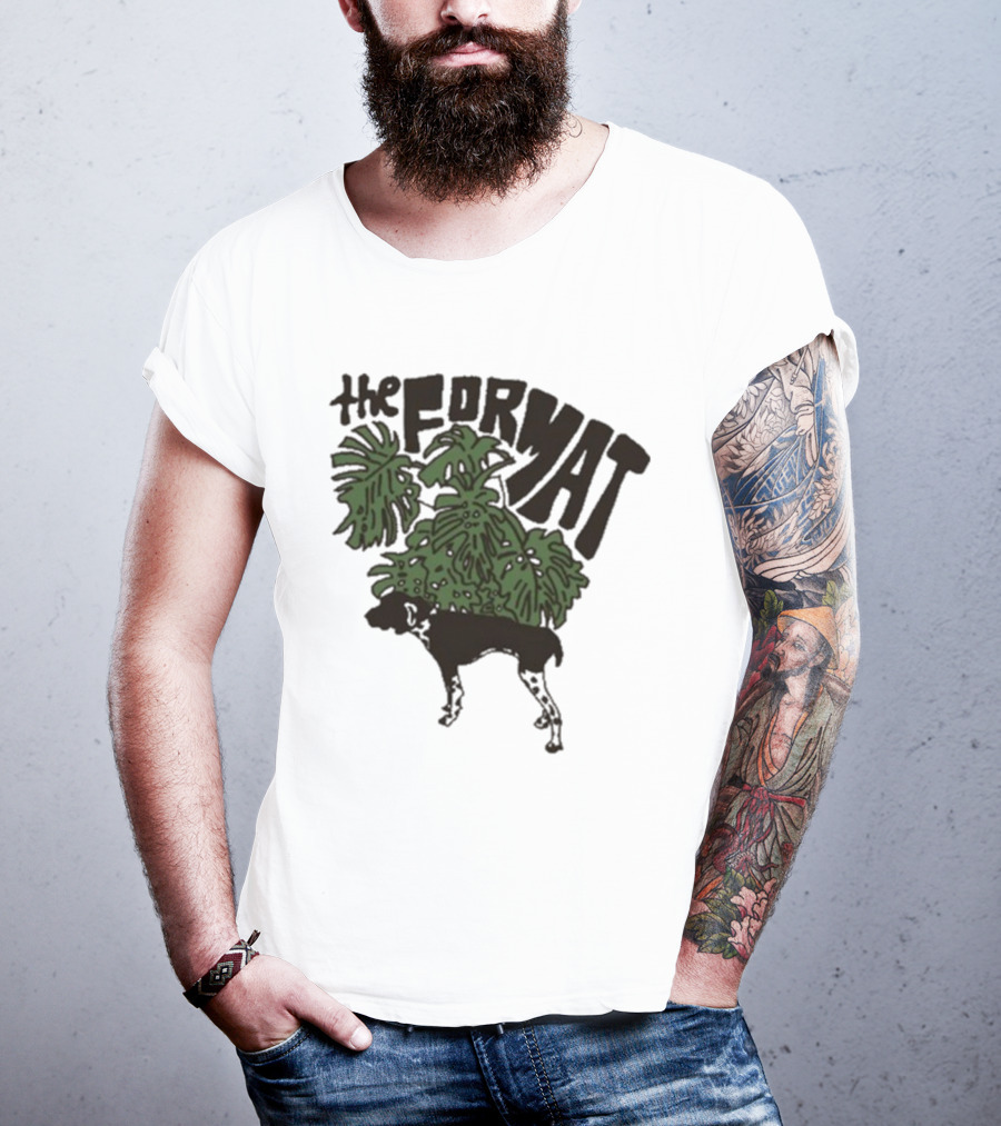 The Format Tropical Leaves And Dog Mustard T-Shirt