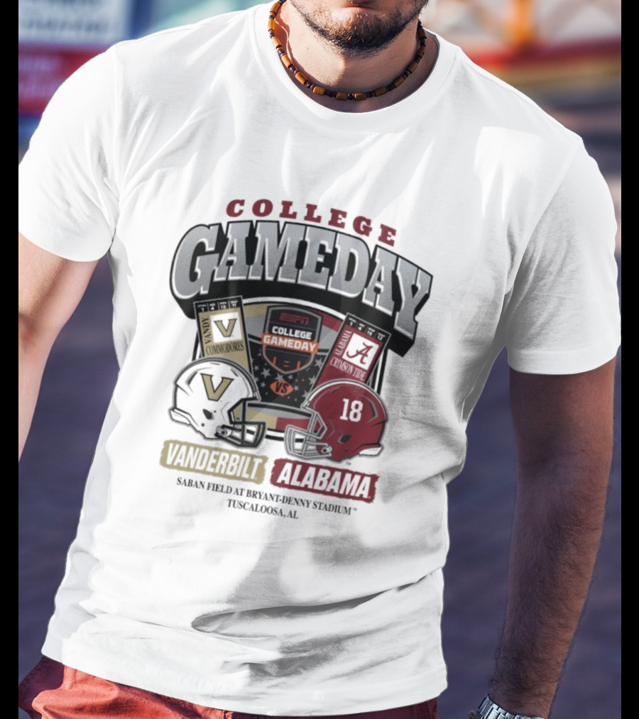 College GameDay Vanderbilt Commodores Vs Alabama Crimson Tide Saban Field Bryant Denny Stadium Tuscaloosa 2025 T-Shirt