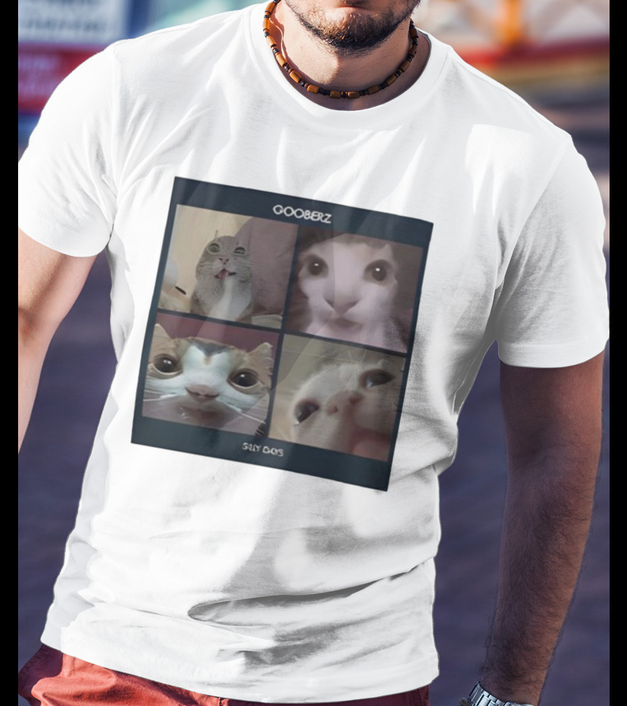 Gooberz Silly Days Funny Cat Faces Collage T-Shirt