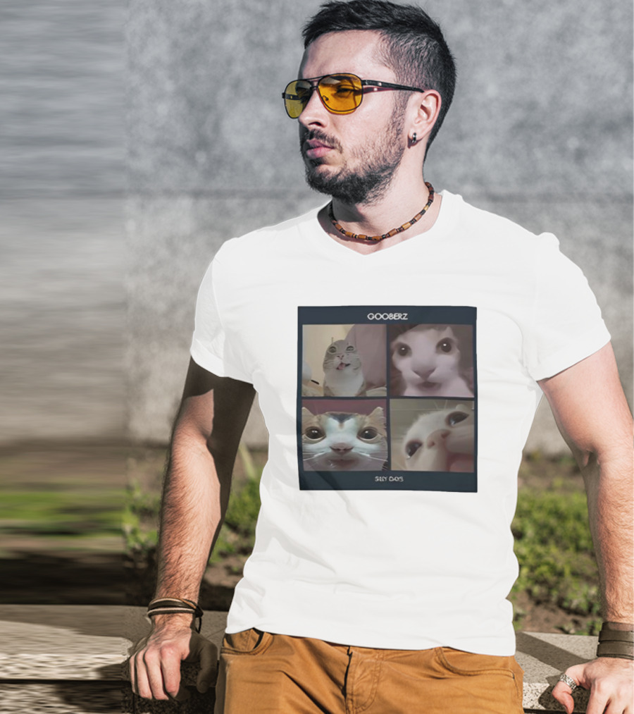 Gooberz Silly Days Funny Cat Faces Collage T-Shirt