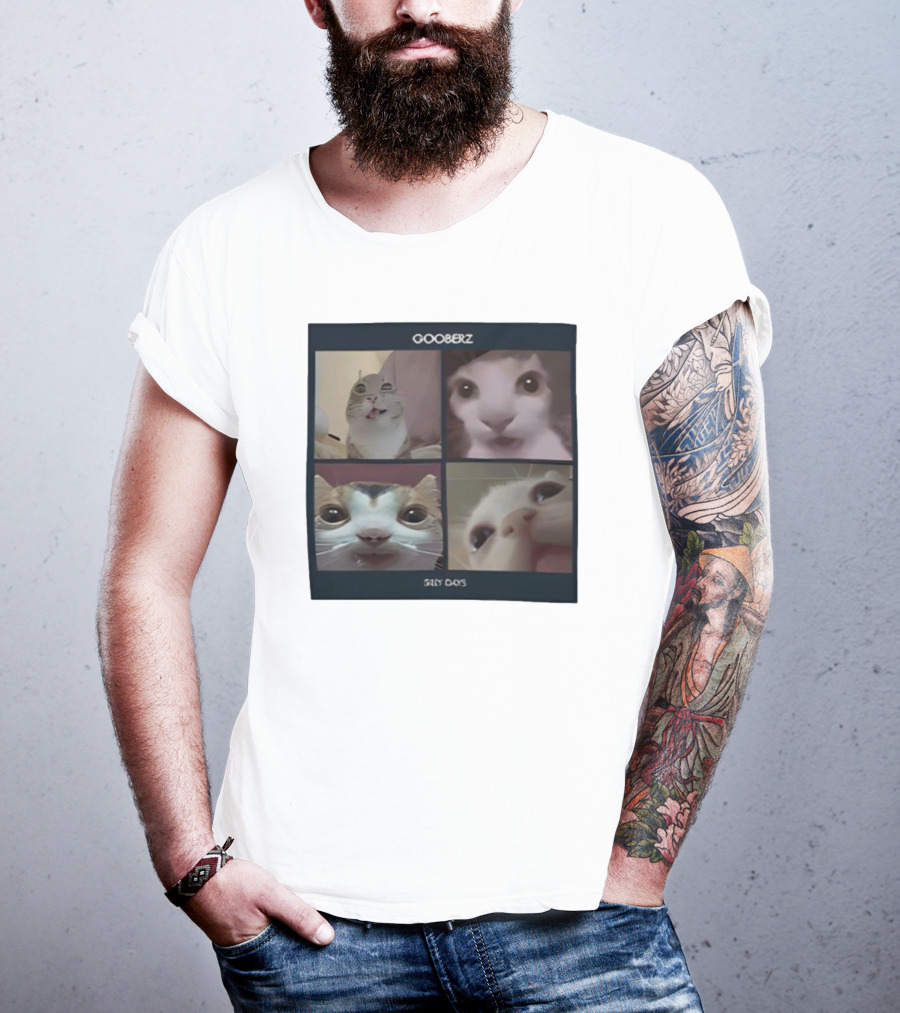 Gooberz Silly Days Funny Cat Faces Collage T-Shirt
