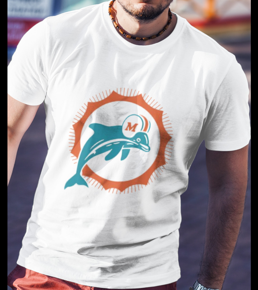 Miami Dolphins Vintage Slub Icon Design T-Shirt