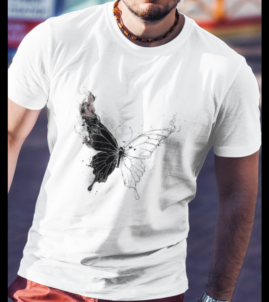 Princess Goes Butterfly Diagram Black Wings Illustration T-Shirt