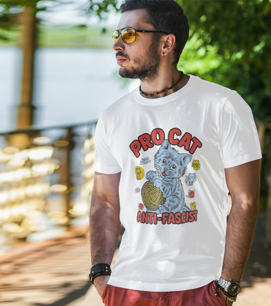 Pro Cat Anti Fascist Cat Ball Of Yarn With Cute Kittens T-Shirt