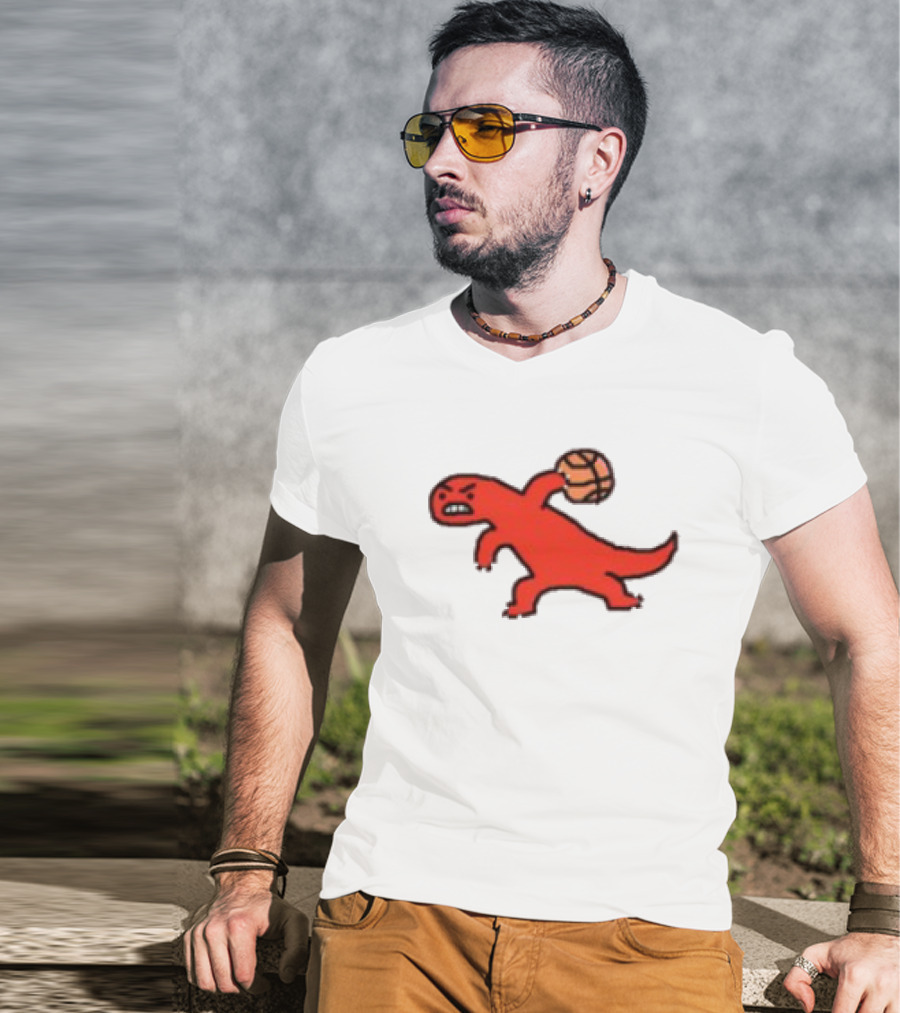 Dino Paint Luxe Red Dinosaur Basketball T-Shirt