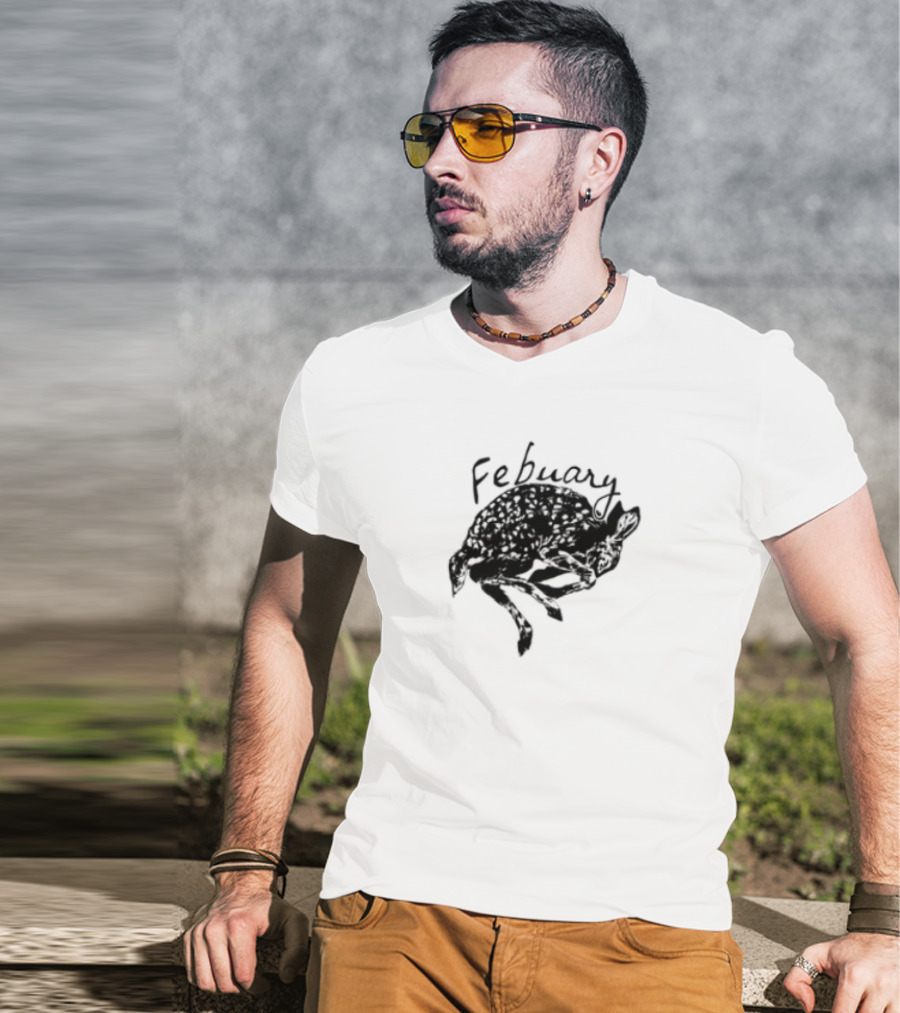 February Fawn Handwritten Style Retro Aesthetic T-Shirt