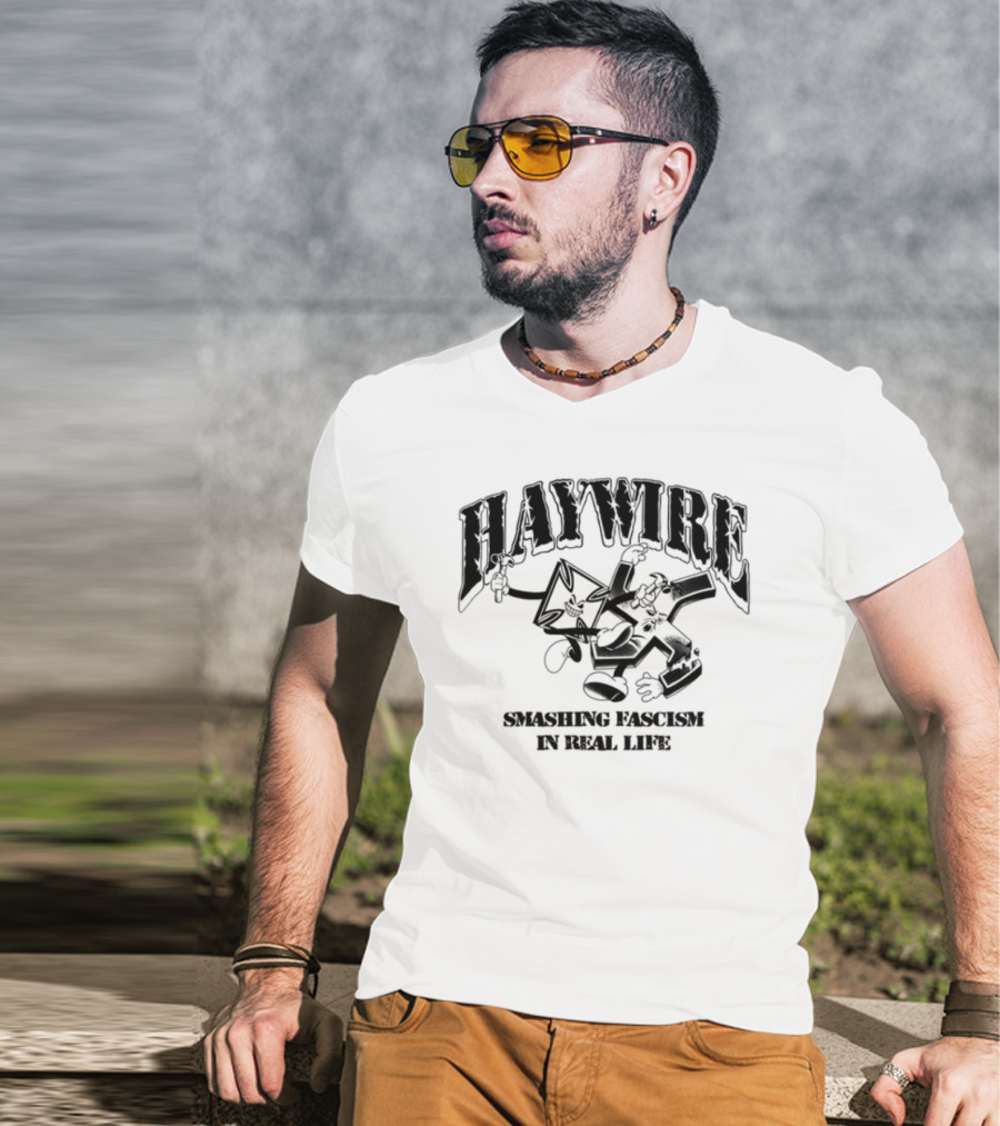 Haywire Smash Fascism In Real Life Fist Logo Bold Statement T-Shirt