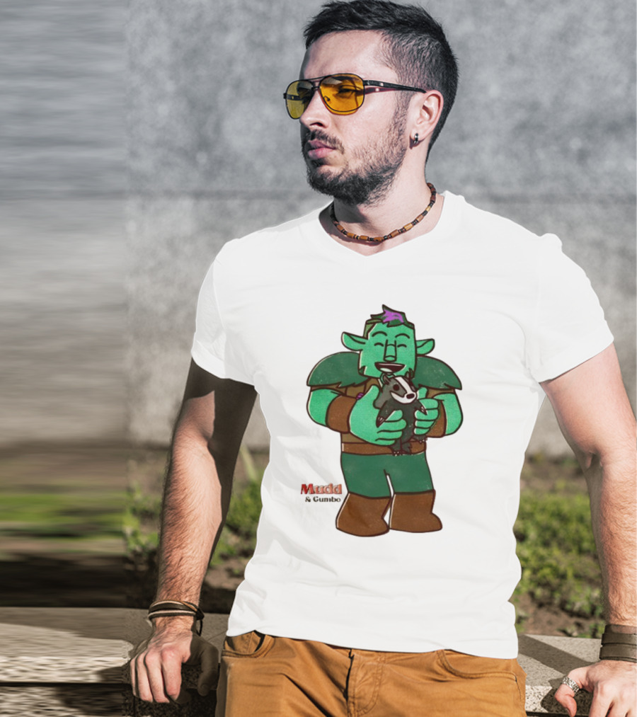 Mudd & Omino Goblin Character Embracing Pet Badger T-Shirt