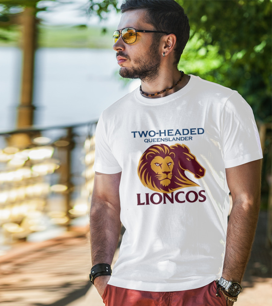 Two Headed Queenslander Lioncos Lion And Horse Head T-Shirt