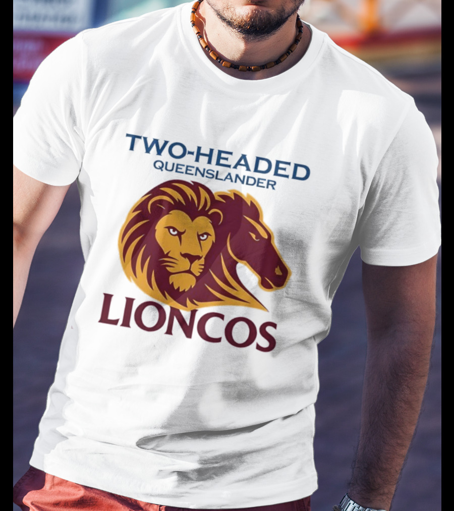 Two Headed Queenslander Lioncos Lion And Horse Head T-Shirt
