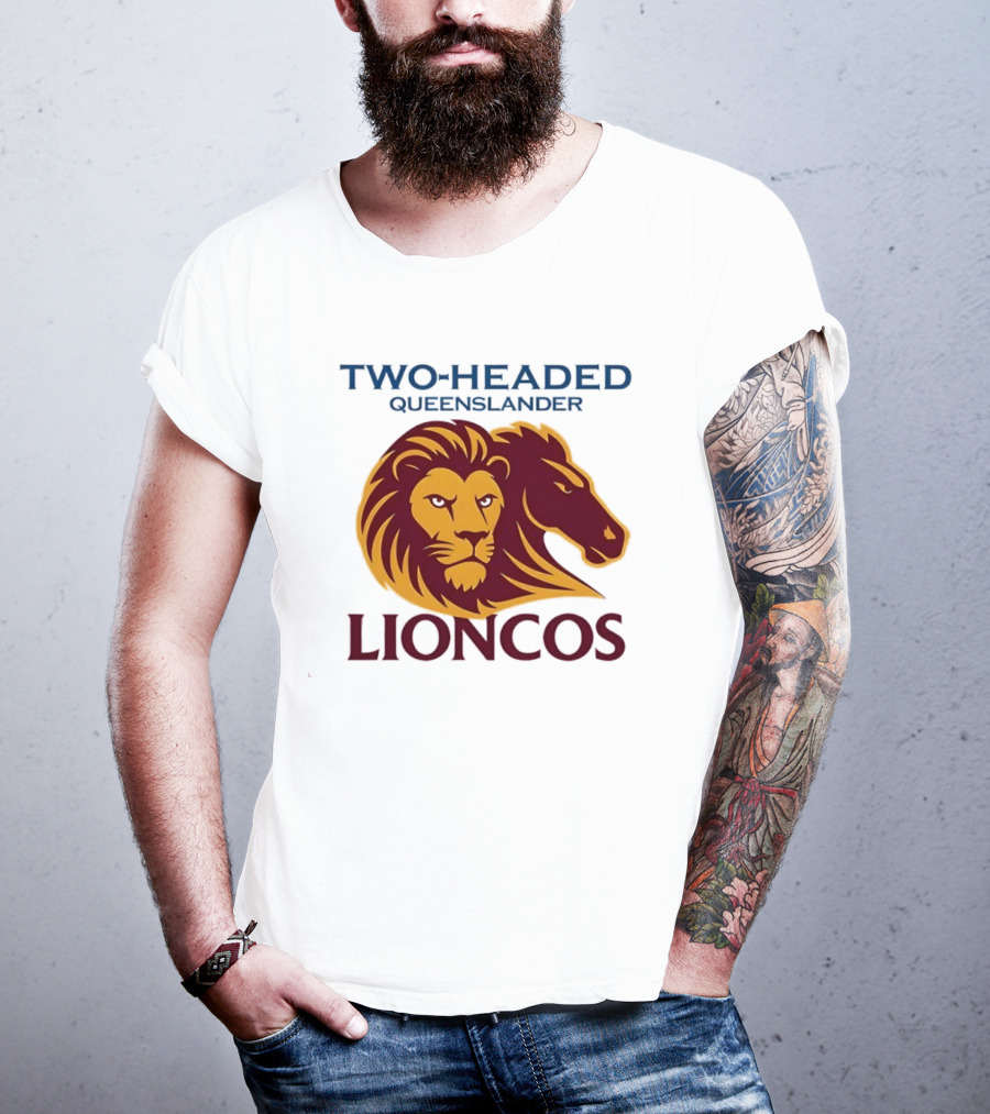 Two Headed Queenslander Lioncos Lion And Horse Head T-Shirt