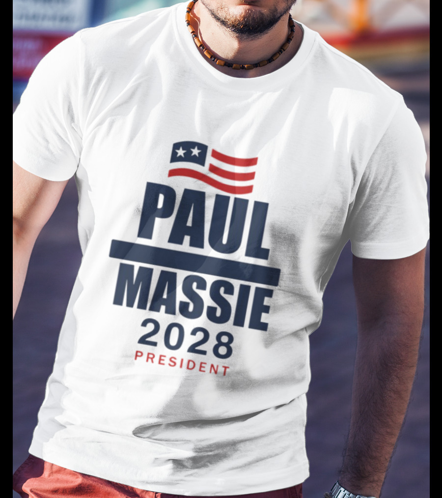 Paul Massie 2028 President Campaign With American Flag Icon T-Shirt