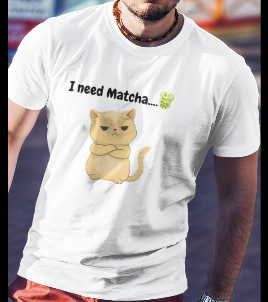 Amran I Need Matcha Grumpy Cat Boba Bubble Tea T-Shirt