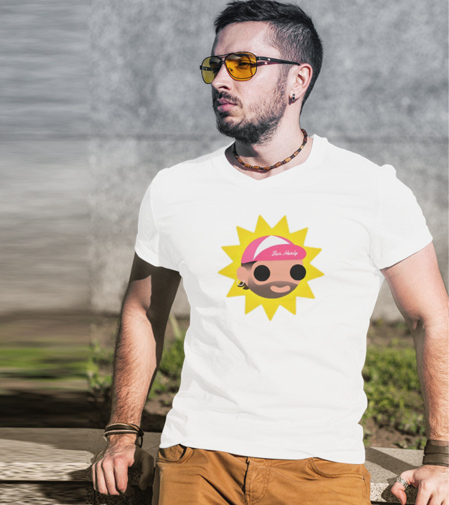 Ben Healy 2025 Pink Cap Yellow Sunburst T-Shirt