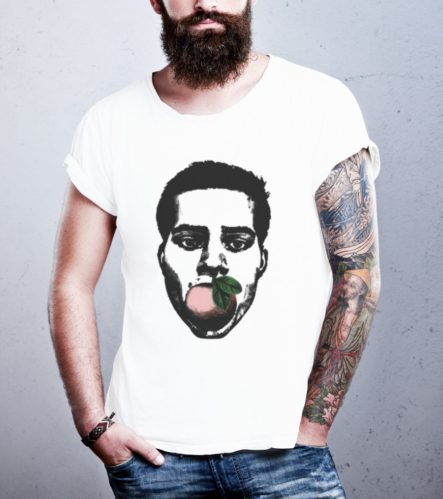 ``` Nick Wilkins Orange Face With Red Apple And Leaves ``` T-Shirt