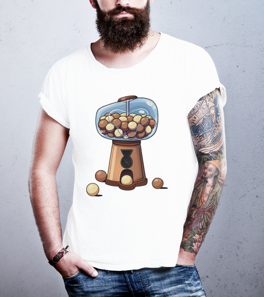 Gum Ball Machine With Brown And Cream Gumballs T-Shirt