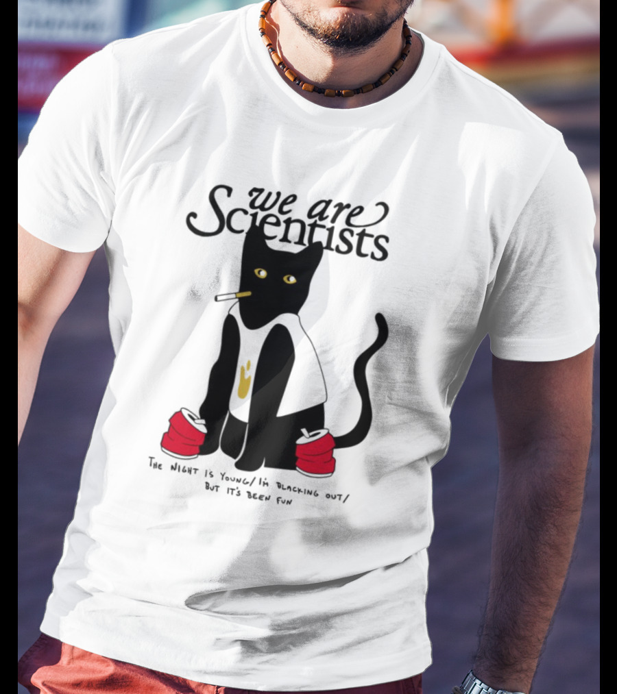 We Are Scientists Washed Up Cat Smoking Red Shoes This Scene Is Dead T-Shirt
