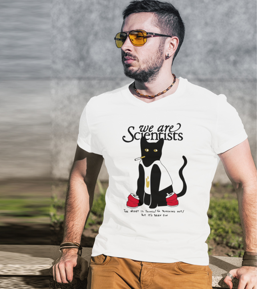 We Are Scientists Washed Up Cat Smoking Red Shoes This Scene Is Dead T-Shirt