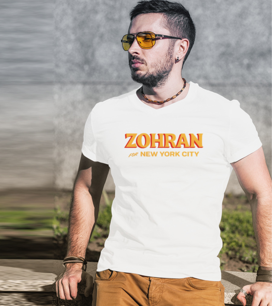 Zohran For New York City Bold Yellow Text T-Shirt