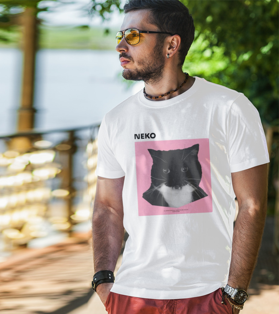 Neko Uni The Strongest Cat Silhouette In Black And Pink T-Shirt