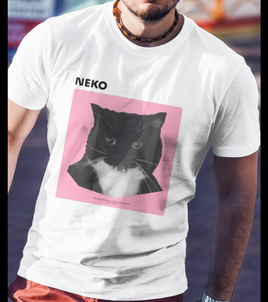 Neko Uni The Strongest Cat Silhouette In Black And Pink T-Shirt