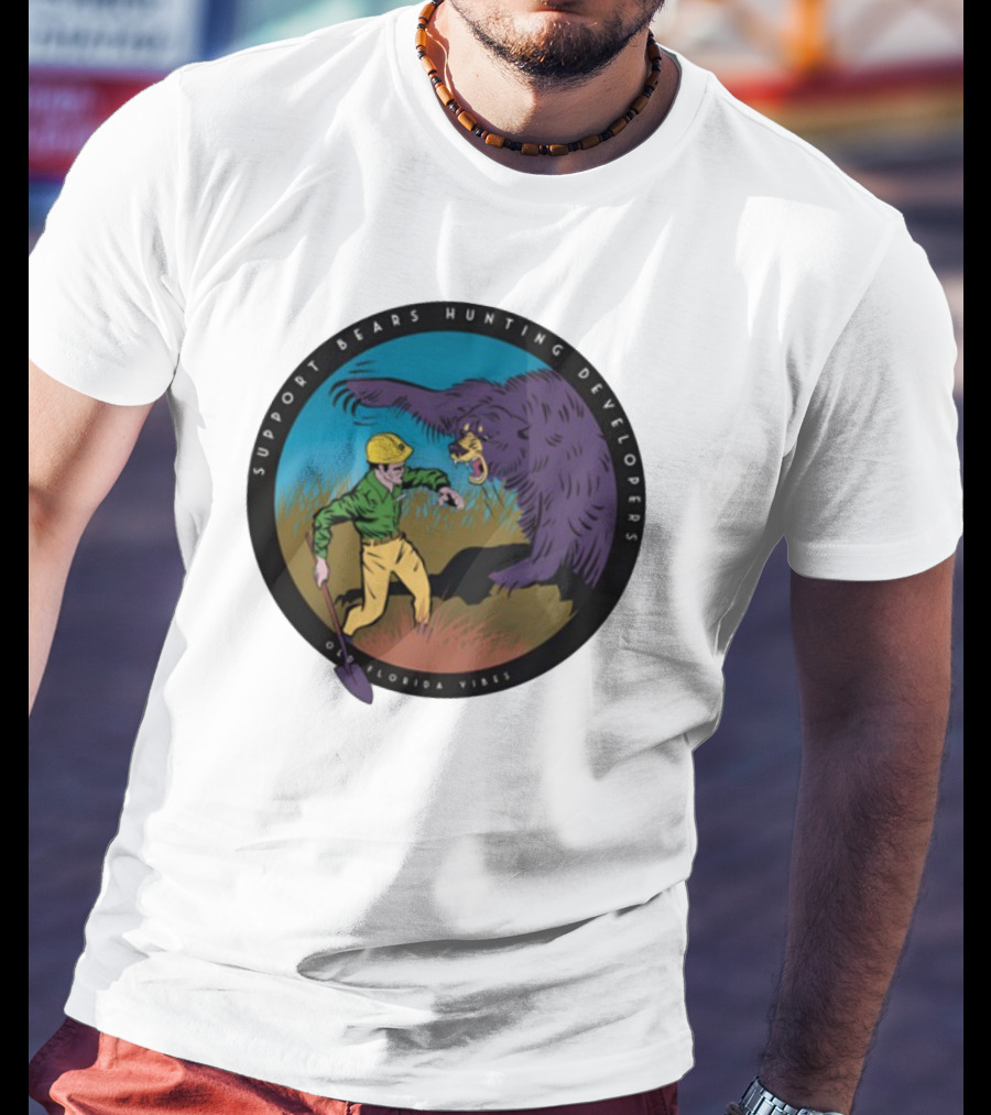 Support Bears Hunting Developers Old Florida Vibes Graphic T-Shirt