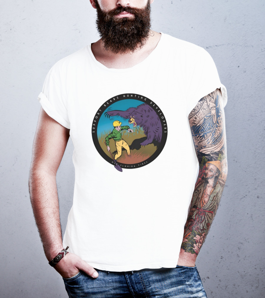 Support Bears Hunting Developers Old Florida Vibes Graphic T-Shirt