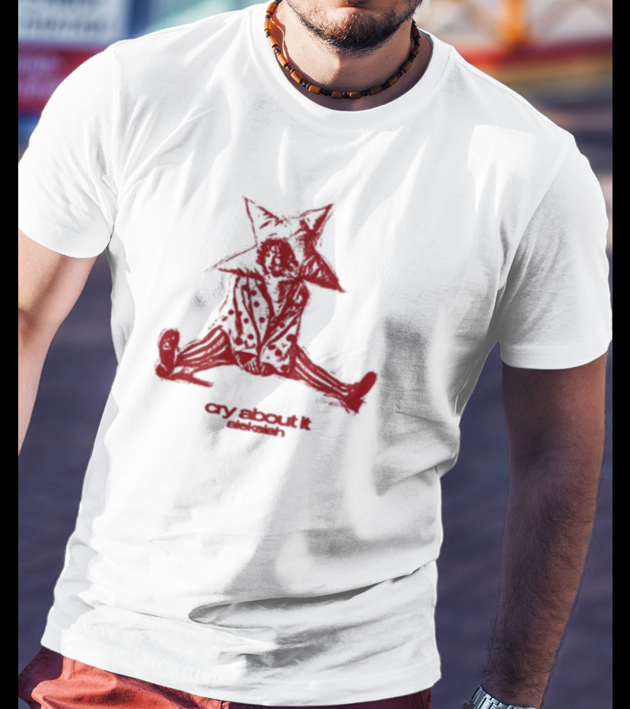 Aleksiah Cry About It Red Sketchy Cat Ears Print T-Shirt