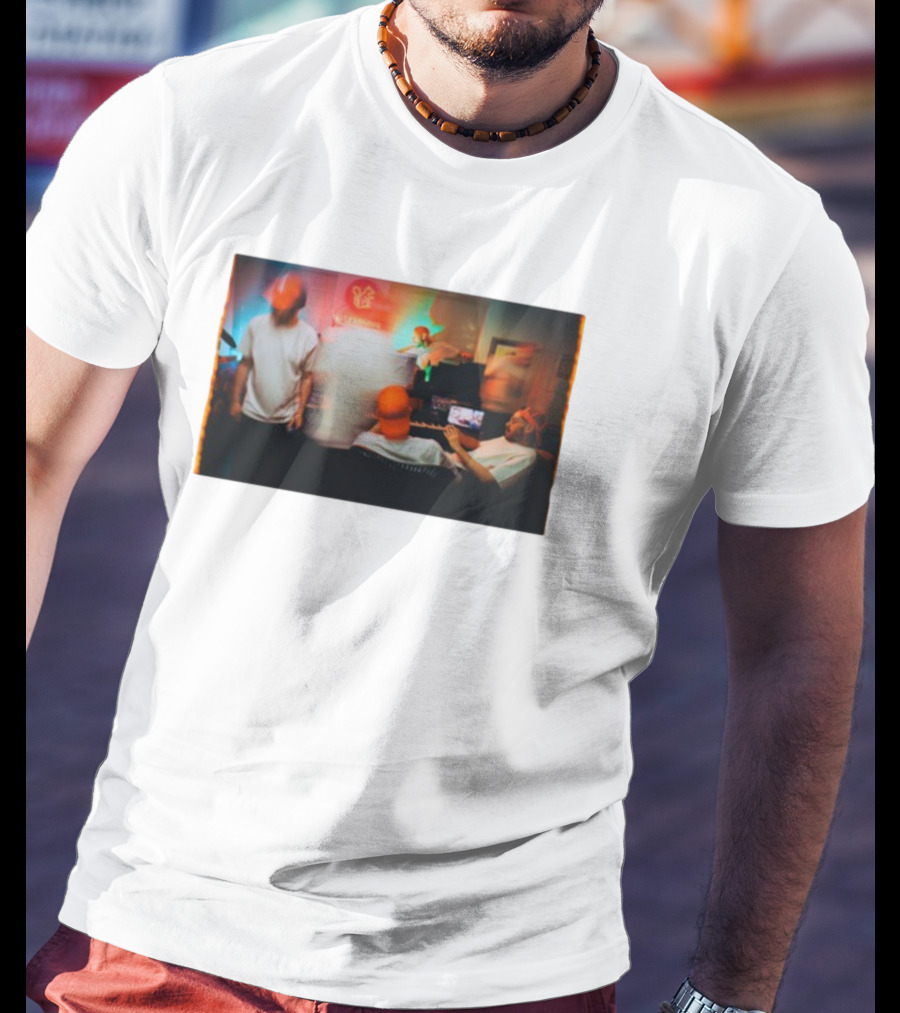 "Evidence Unlearning Studio Orange Hat Musicians In Creative Space" T-Shirt