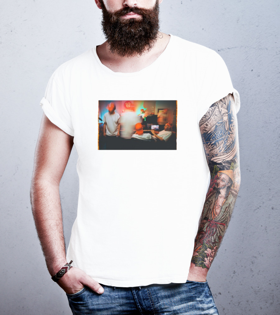 "Evidence Unlearning Studio Orange Hat Musicians In Creative Space" T-Shirt