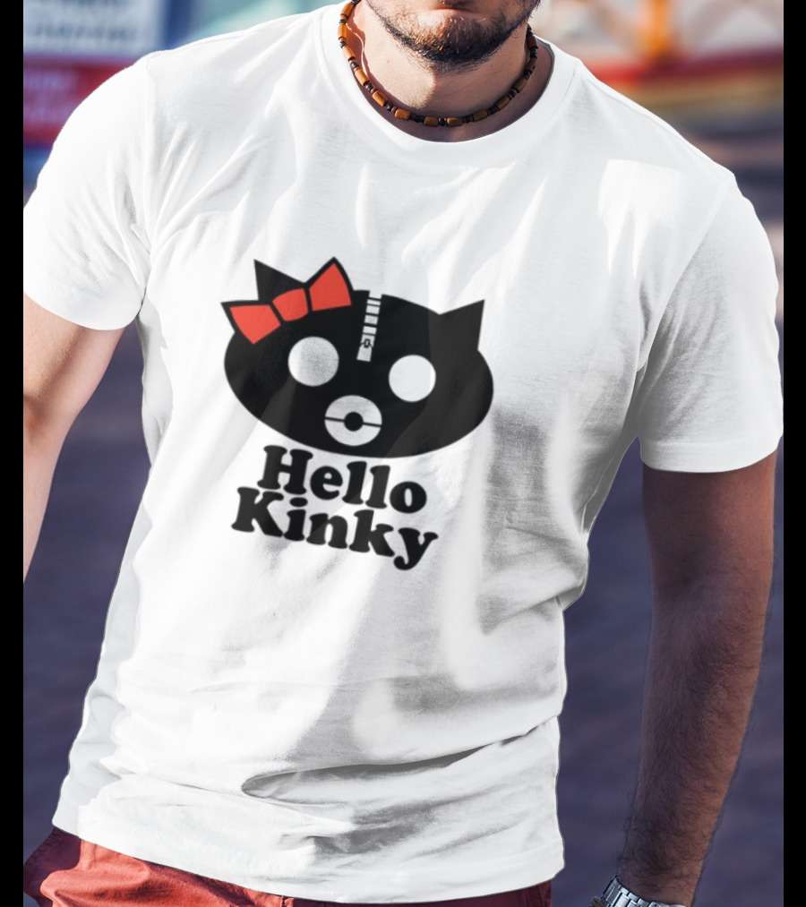 Hello Kinky Kitty With Red Bow Gorillaz T-Shirt