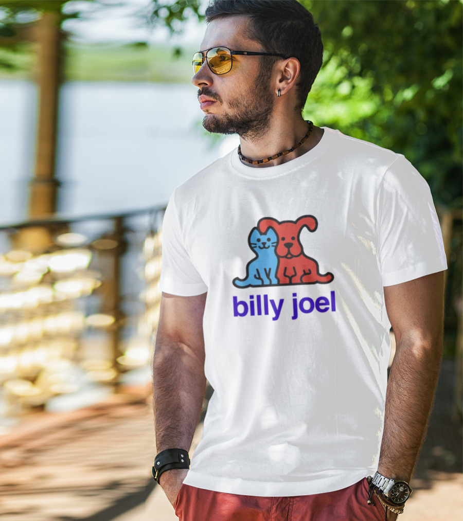 Billy Joel Cat Dog Duo Design T-Shirt