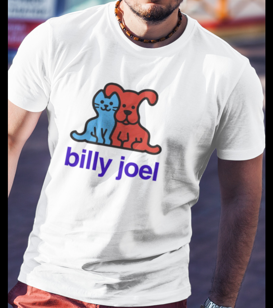 Billy Joel Cat Dog Duo Design T-Shirt