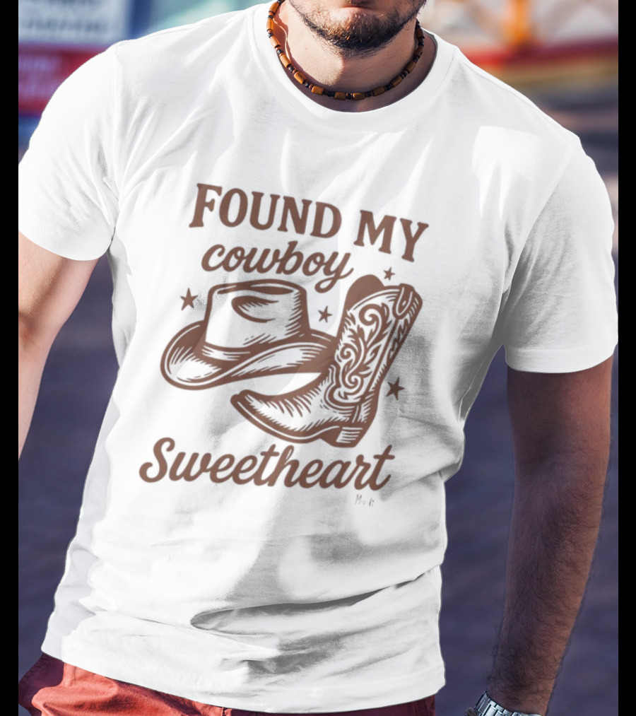 Found My Cowboy Sweetheart Hat And Boot Stars T-Shirt
