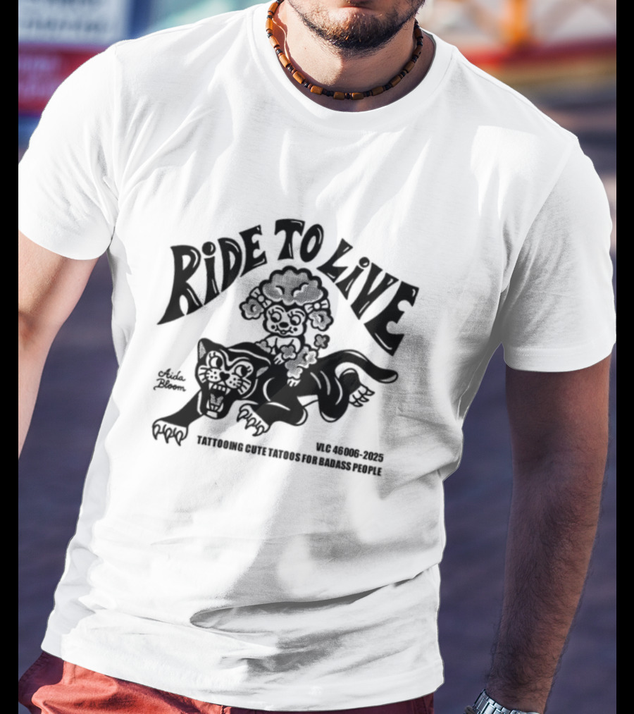 Ride To Live Aidabloom Skeleton Biker Wings T-Shirt