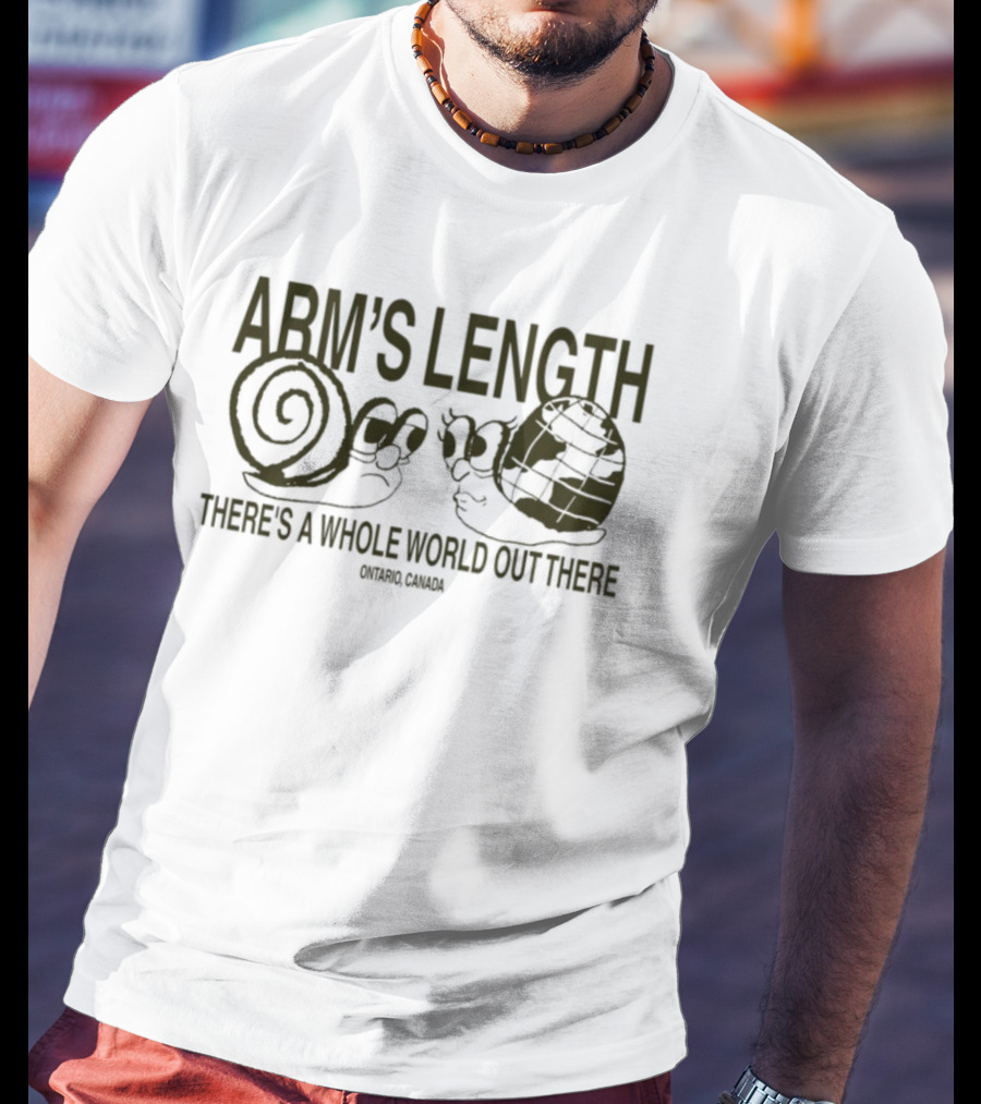 Arm's Length There's A Whole World Out There Snail Playing Guitar T-Shirt