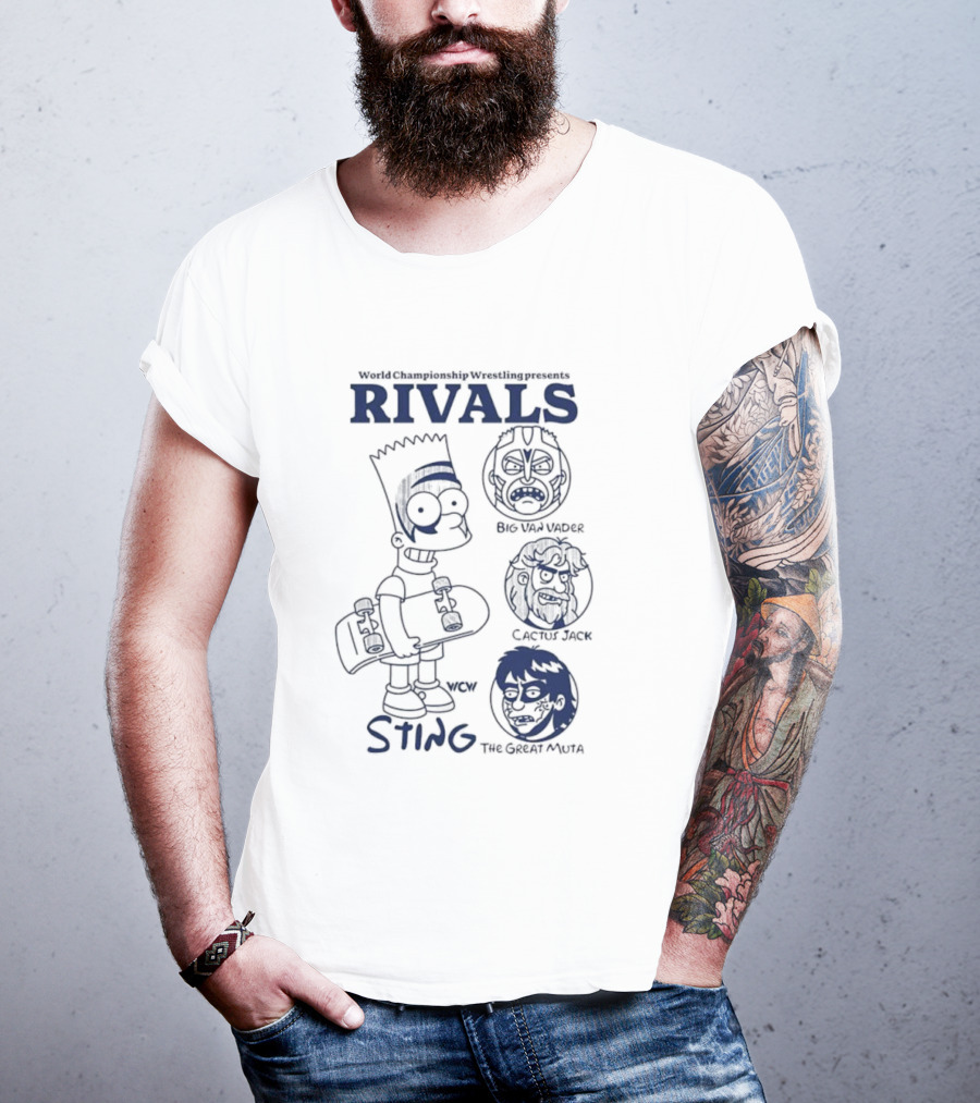 Bart Simpson World Championship Wrestling Presents Rivals WCW Sting The Ultimate Warrior Big Van Vader T-Shirt