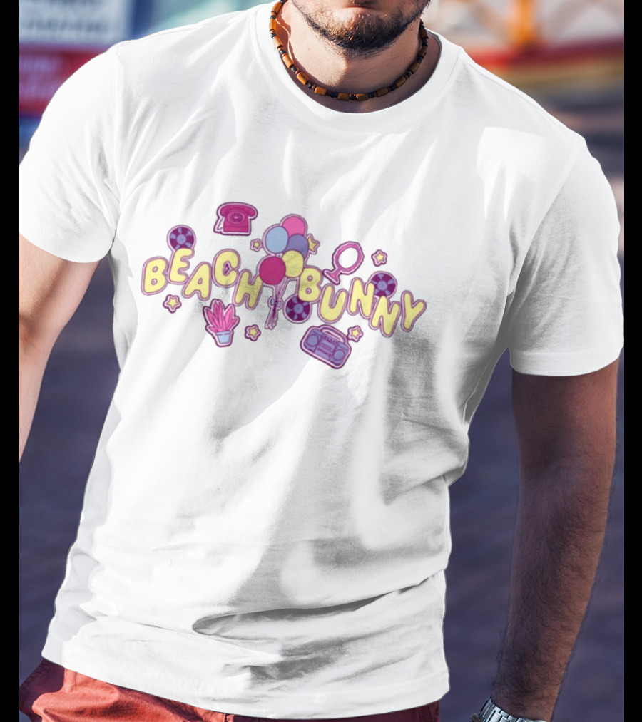 Beach Bunny Balloons Boombox Phone Retro Aesthetic T-Shirt