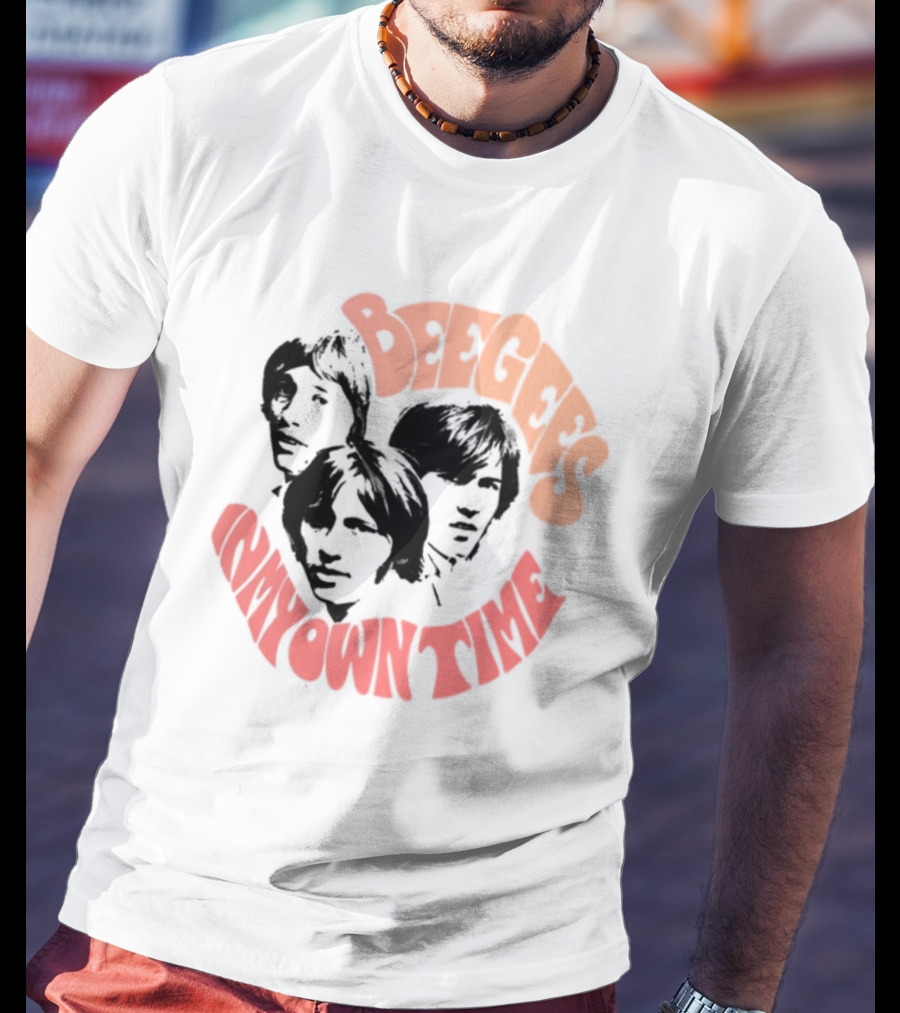 Bee Gees In My Own Time Orange And Red Text T-Shirt